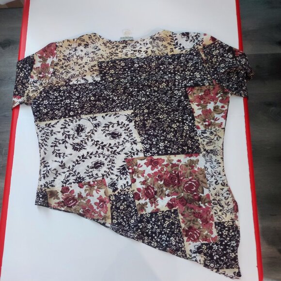 Gloria Vanderbilt  lightweight blouse asymmetric floral pattern women's XL - Picture 3 of 8